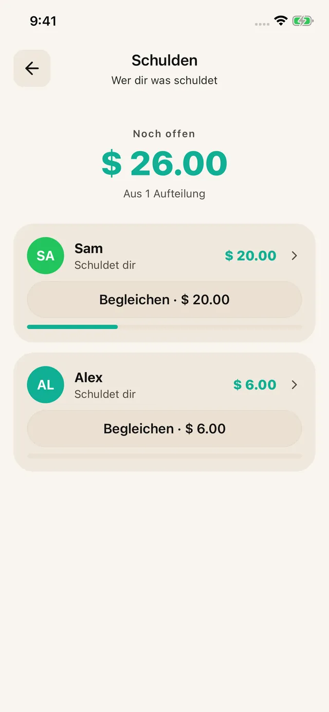 Schulden und Rückzahlungen