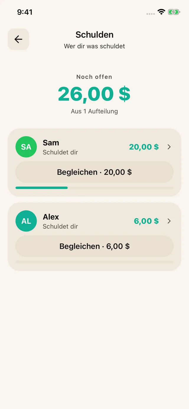 Schulden und Rückzahlungen