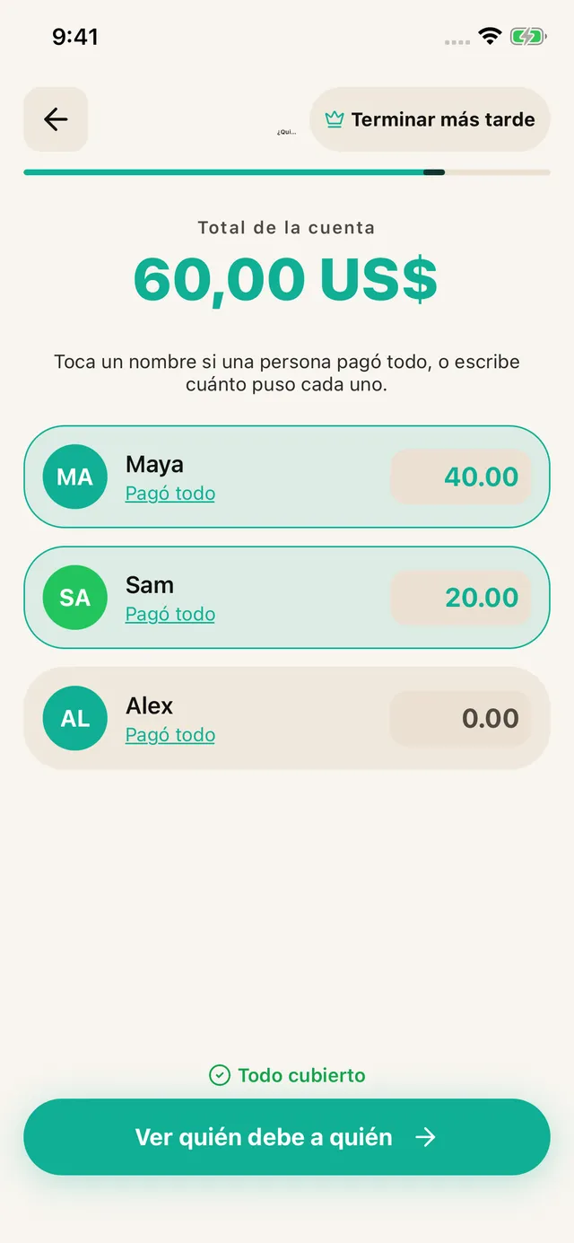 Registra quién pagó