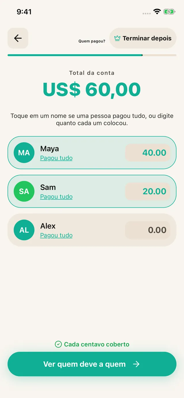 Registre quem pagou