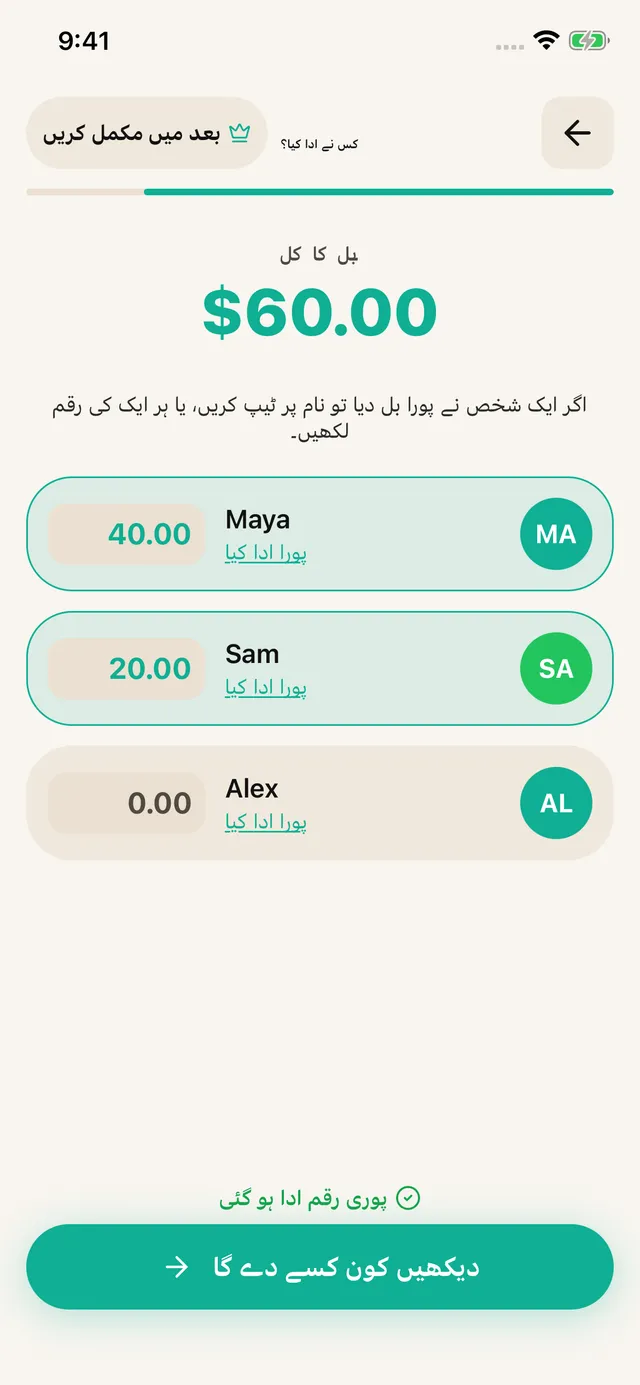 ادائیگی کرنے والا درج کریں